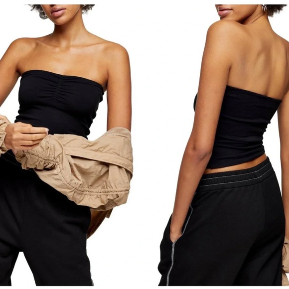TOPSHOP Black Bandeau Top - Picture 2 of 3